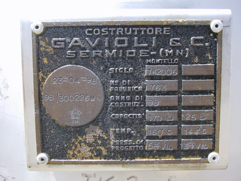 Usato Serbatoio GAVIOLI TK 2005 da 170 Litri