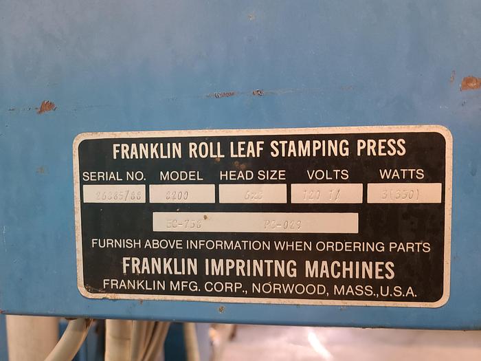Used Franklin Roll Leaf Stamping Press