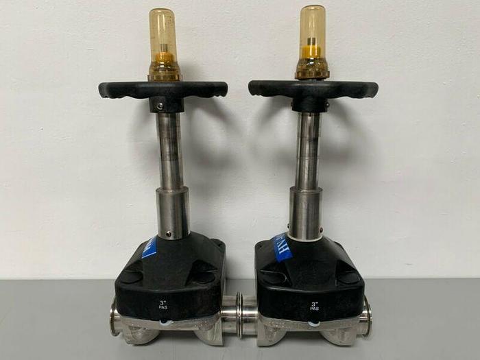 Used ITT PURE-FLO 3-316L-RA15MAX-CWP150 Diaphragm Valve w/ 3" OD Sanitary Fittings
