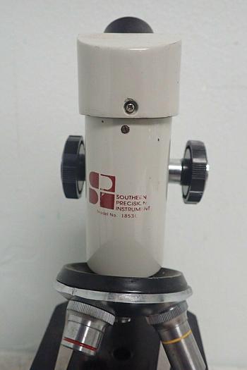 Used Southern Precision Instrument Model 1853L Microscope w/ Objectives 4x, 10x, 40x