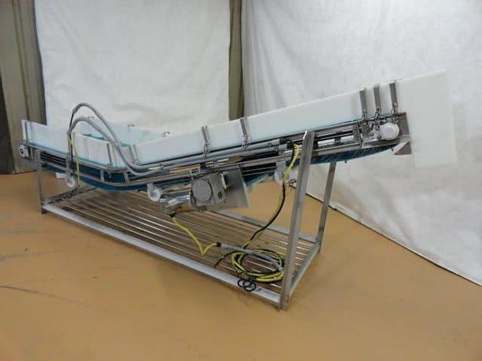 Used Tri-Mach Cleated Smooth Belt Incline Conveyor; Md#Ever-Kleen, 28" wide x 10'6"