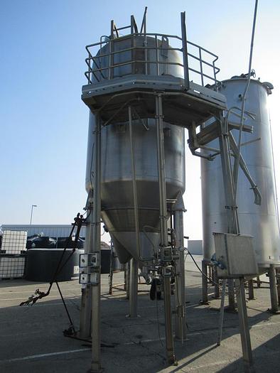 Used Silo, 600 CF, S/st, 8' x 11', Cone Btm, 72.5 PSI, #L742244