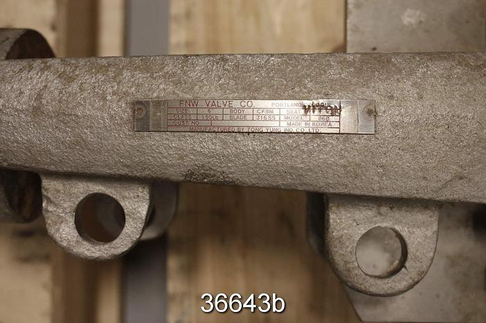 Used Fnw 6" Hand Operated Knife Gate Valve #36643