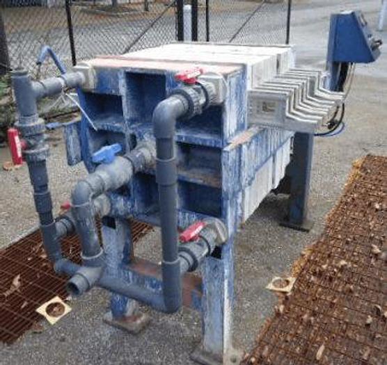 Used 3 CU. FT. HOESCH FILTER PRESS POLYPRO 630MM  AUTOMATIC HYDRAULIC CLOSURE