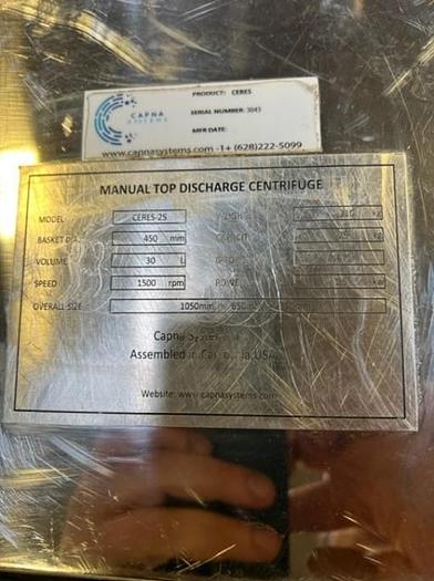 Used Centrifuge 25 L - Cannabis Hemp Ethanol Recovery