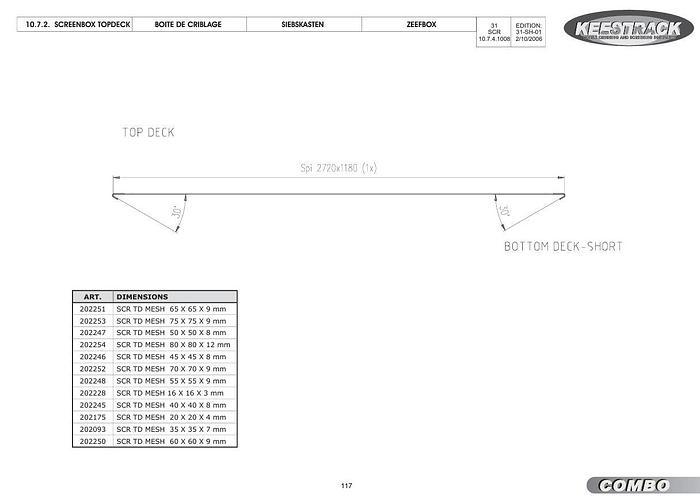 Used KEESTRACK COMBO SCREENS