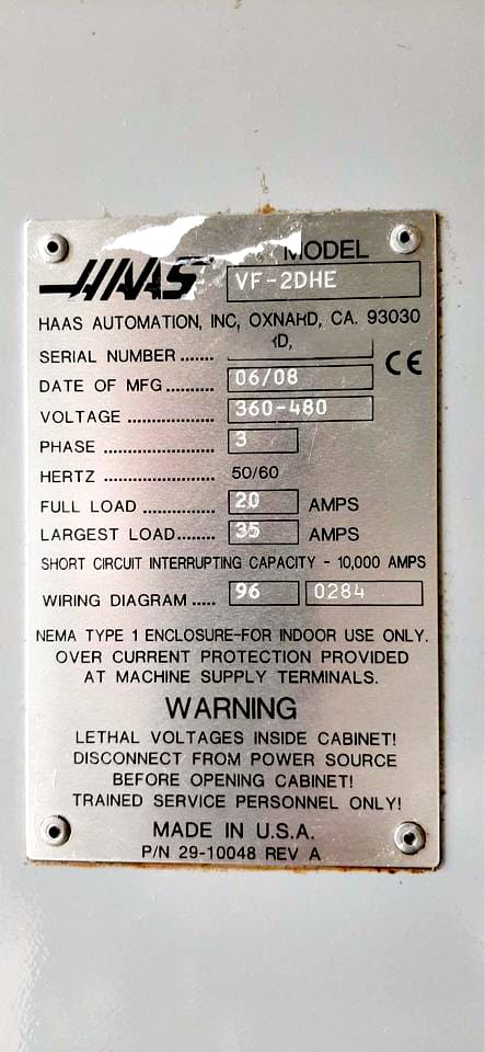 Used Haas VF2 DHE - CNC Vertical machine - 2008