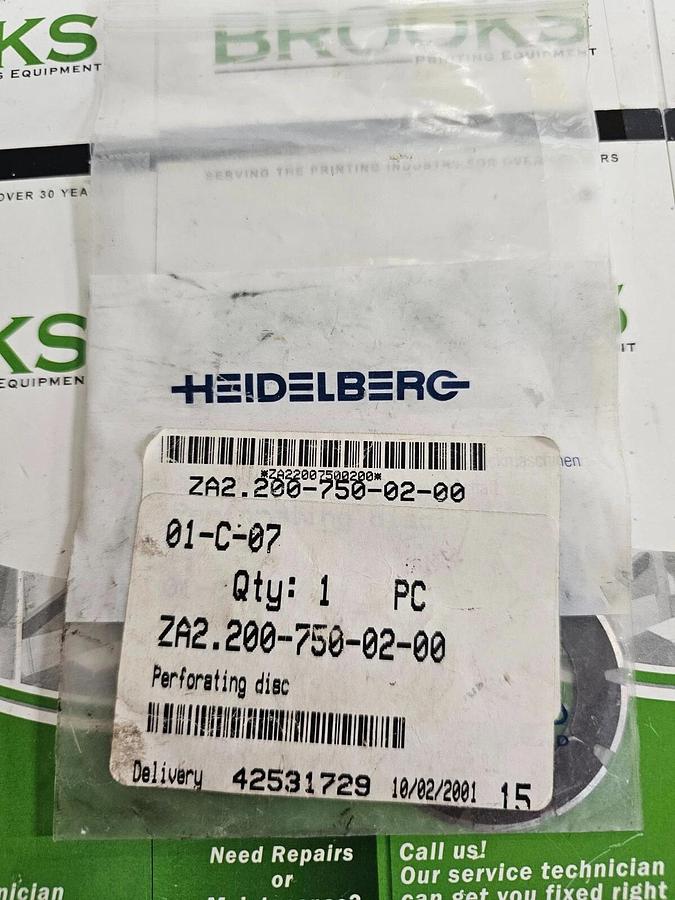 Used Heidelberg Perforating Disc, Part #ZA2.200-750-02-00