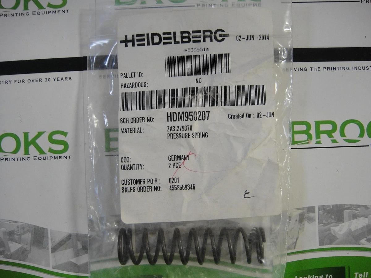 Heidelberg Pressure Spring, Part #ZA3.279370