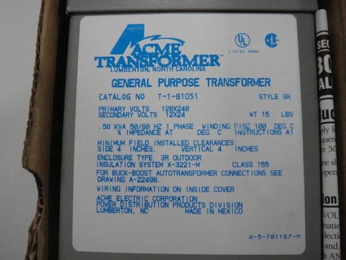 Used Acme Boost and Buck Transformer