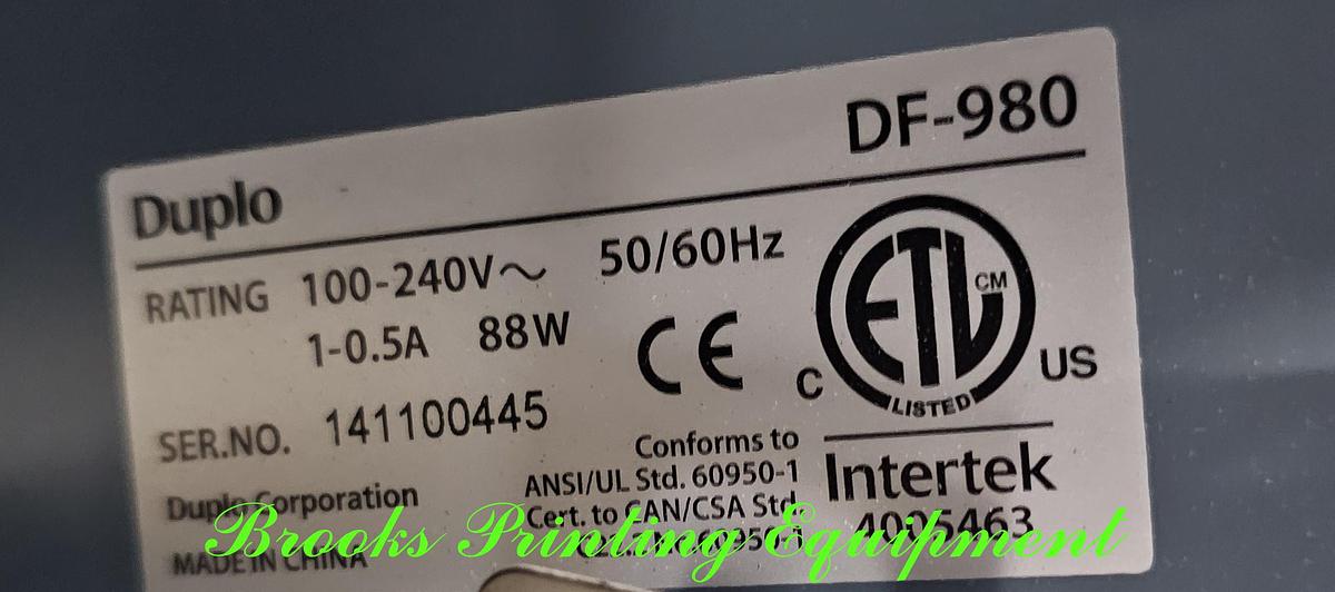 Used Duplo DF-980 Folder, Video