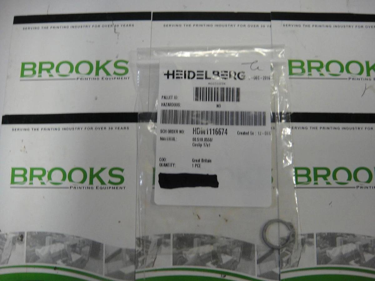 Used Heidelberg Circlip 17 x 1, Part #00.510.0550