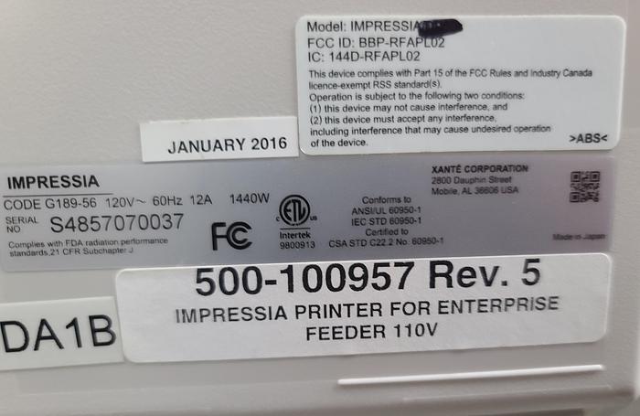 Used Xante Impressia, 2016 Video