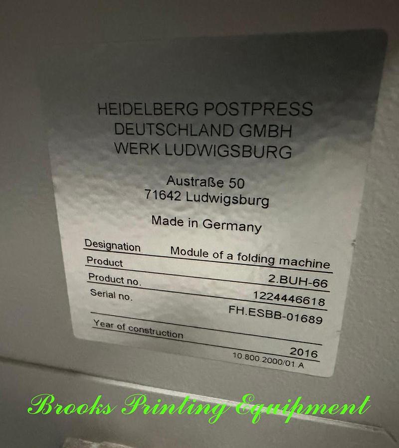 Used Heidelberg Stahl TH-82 Pallet Fed Folder, 2016
