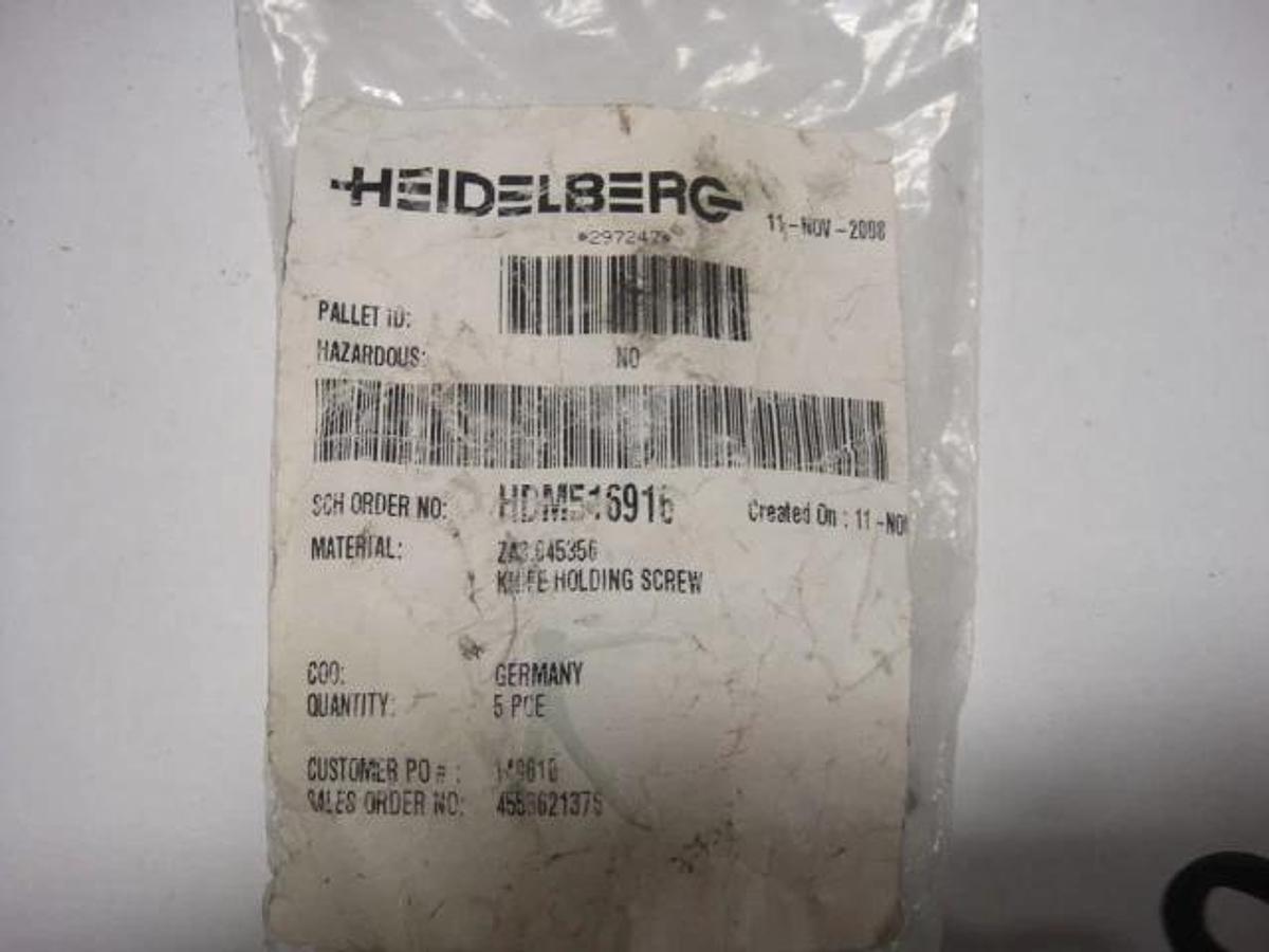 Used Heidelberg Knife Holding Screws, Part #HDM516916
