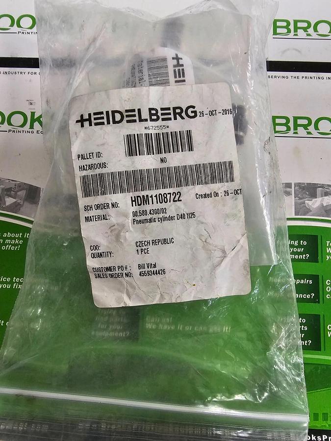 Heidelberg Pneumatic Cylinder D40 H25, Part #00.580.4300102