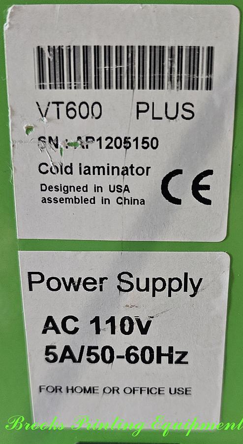 Used 65" Master VT-600 Cold Laminator