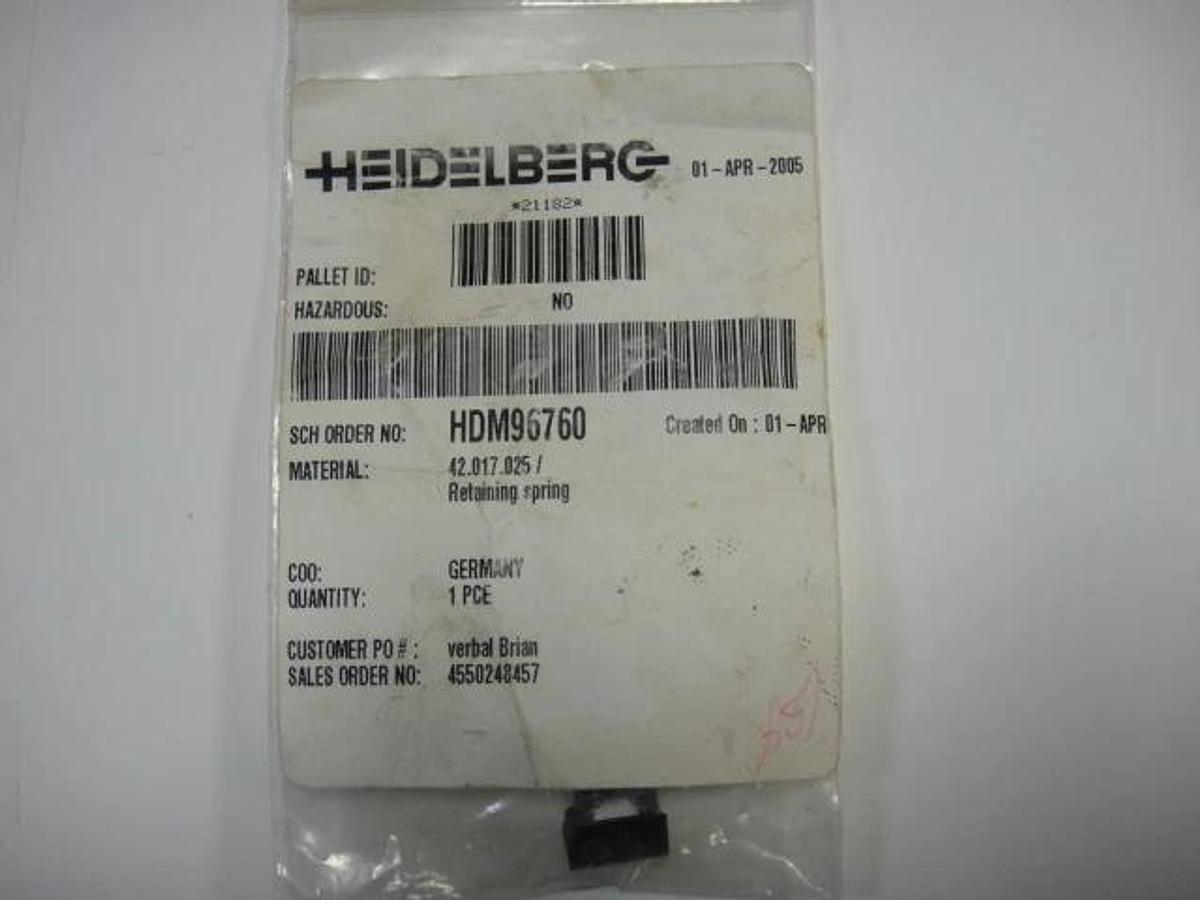 Used Heidelberg Retaining Sring, Part #HDM96760