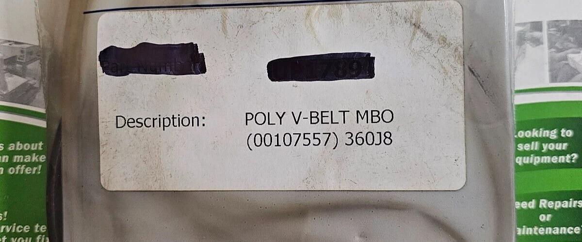 MBO Poly V-Belt (from motor to handwheel shaft), Part #00107557 (360J8)