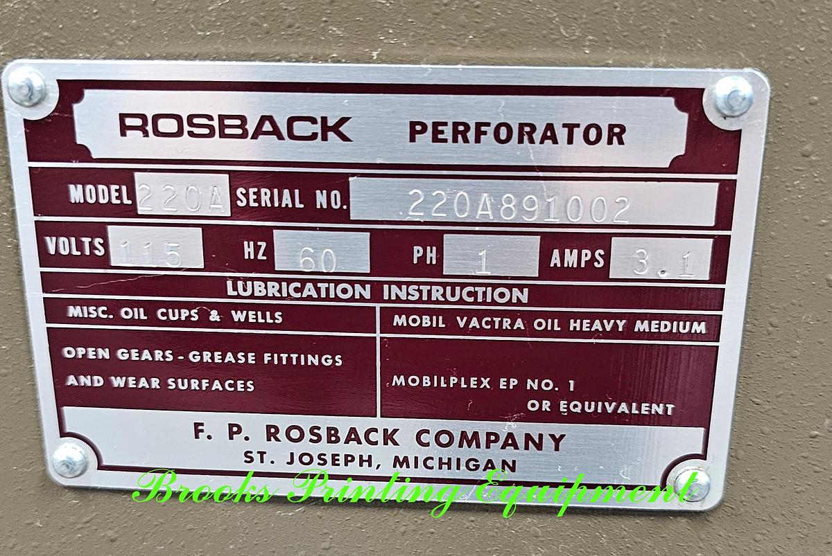 Used Rosback 220A Perforator, Video