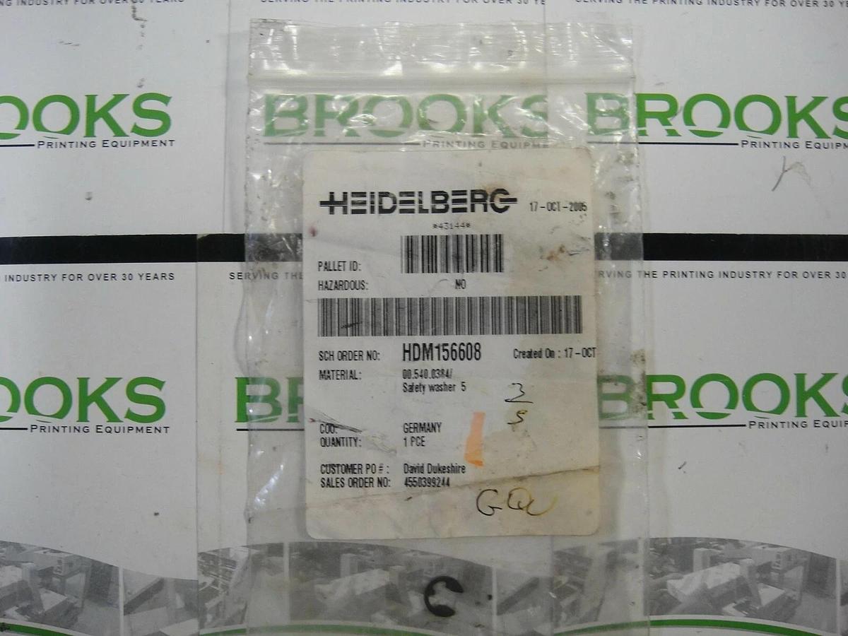 Heidelberg Safety Washer, Part #005800028