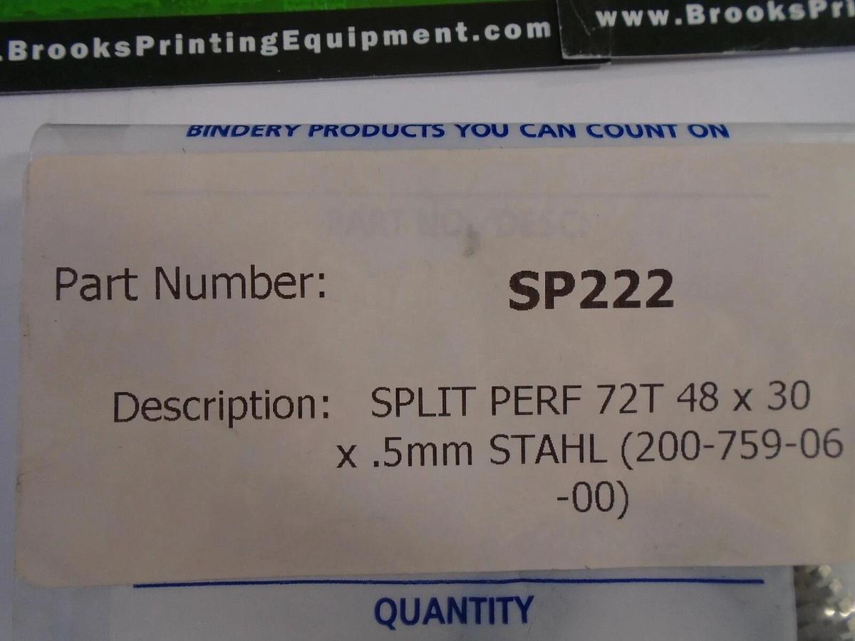 Stahl Split Perf 72T (48 x 30 x .5mm) , Part #SP222