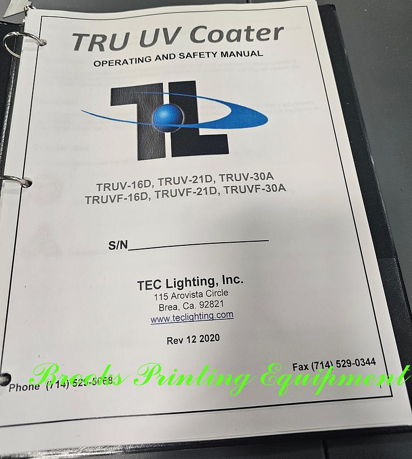 Used Tec Lighting TRUV-16D UV Coater