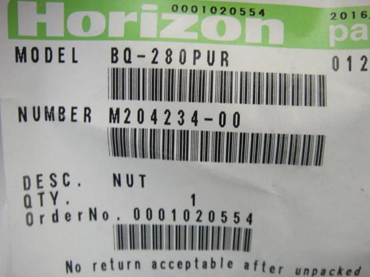 Used Horizon BQ 280 PUR Nut, Part #M204234-00