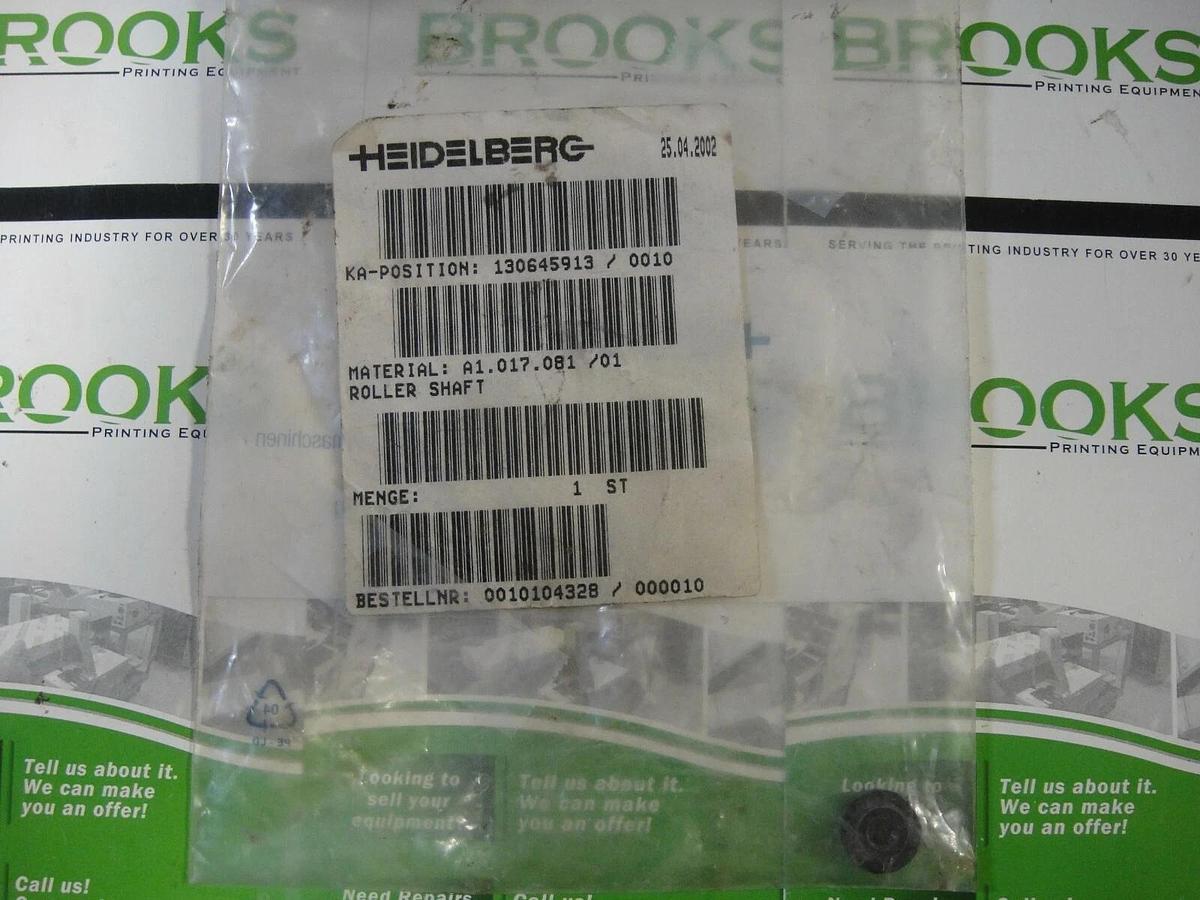 Heidelberg Roller Shaft, Part #A1.017.081/01