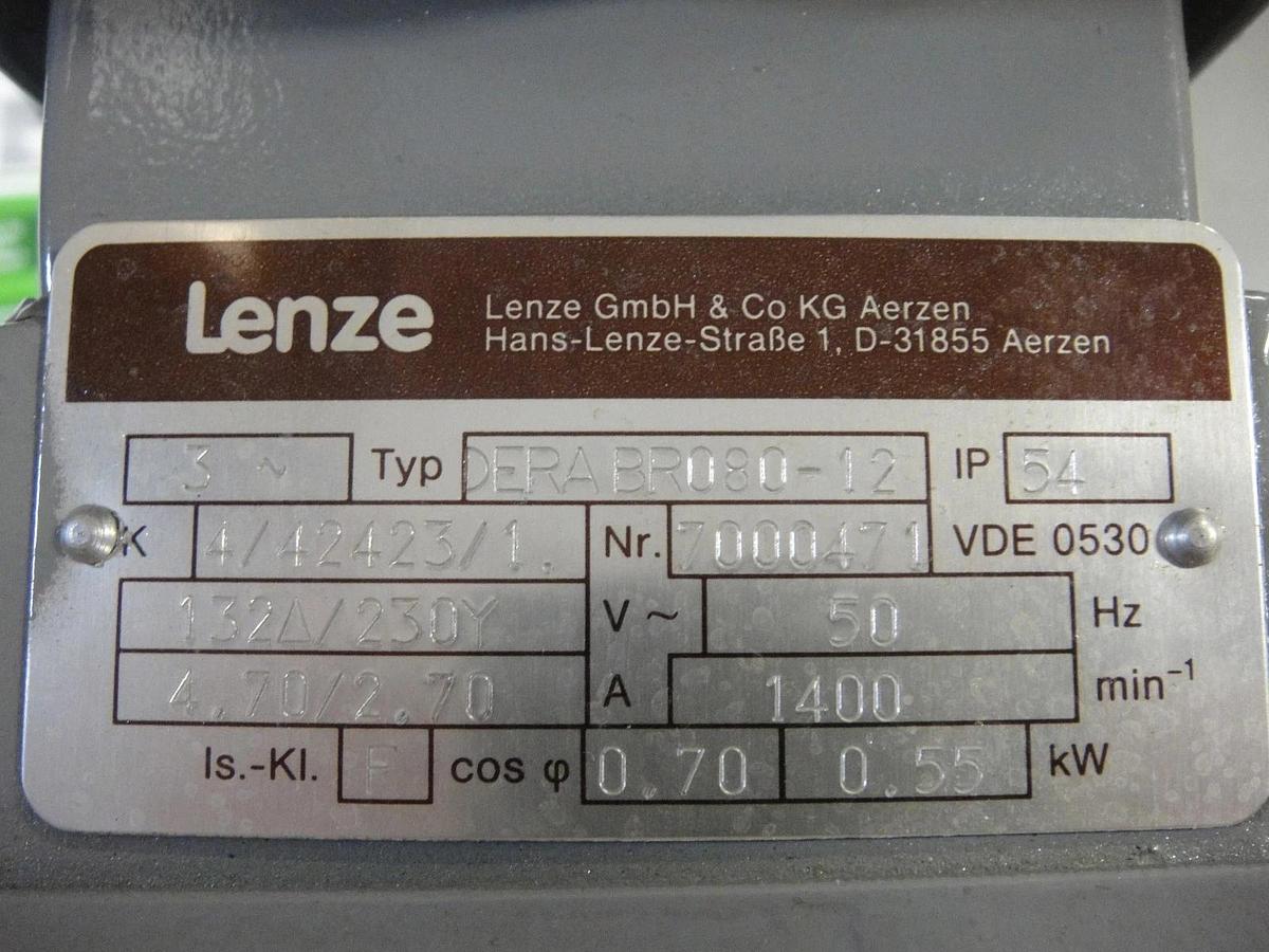 Used Lenze Motor, Type:DERABRO80-12