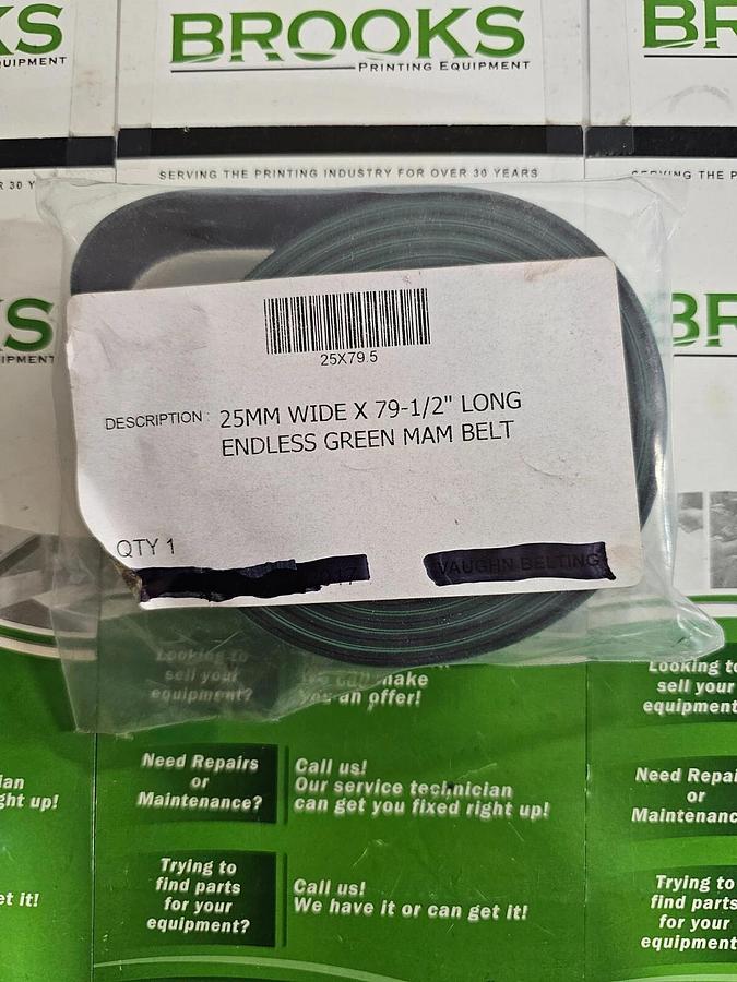 Used Endless Green MAM Belt 25mm W x 79 1/2" L