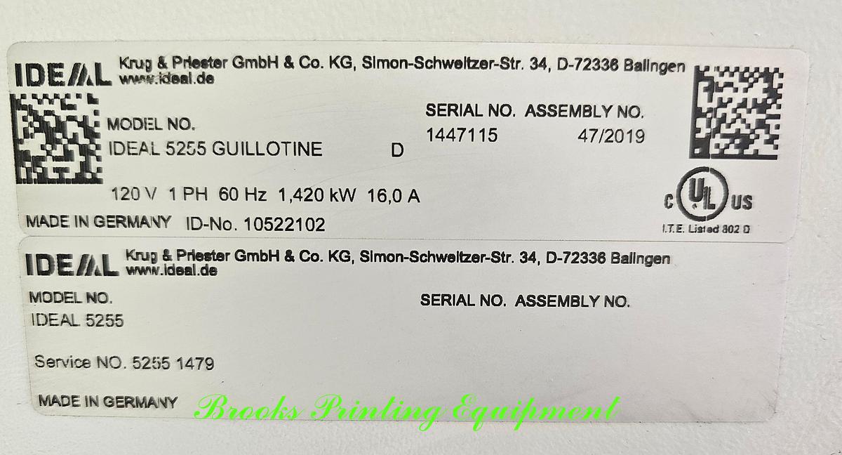 Used Triumph 5255 Paper Cutter, 2019