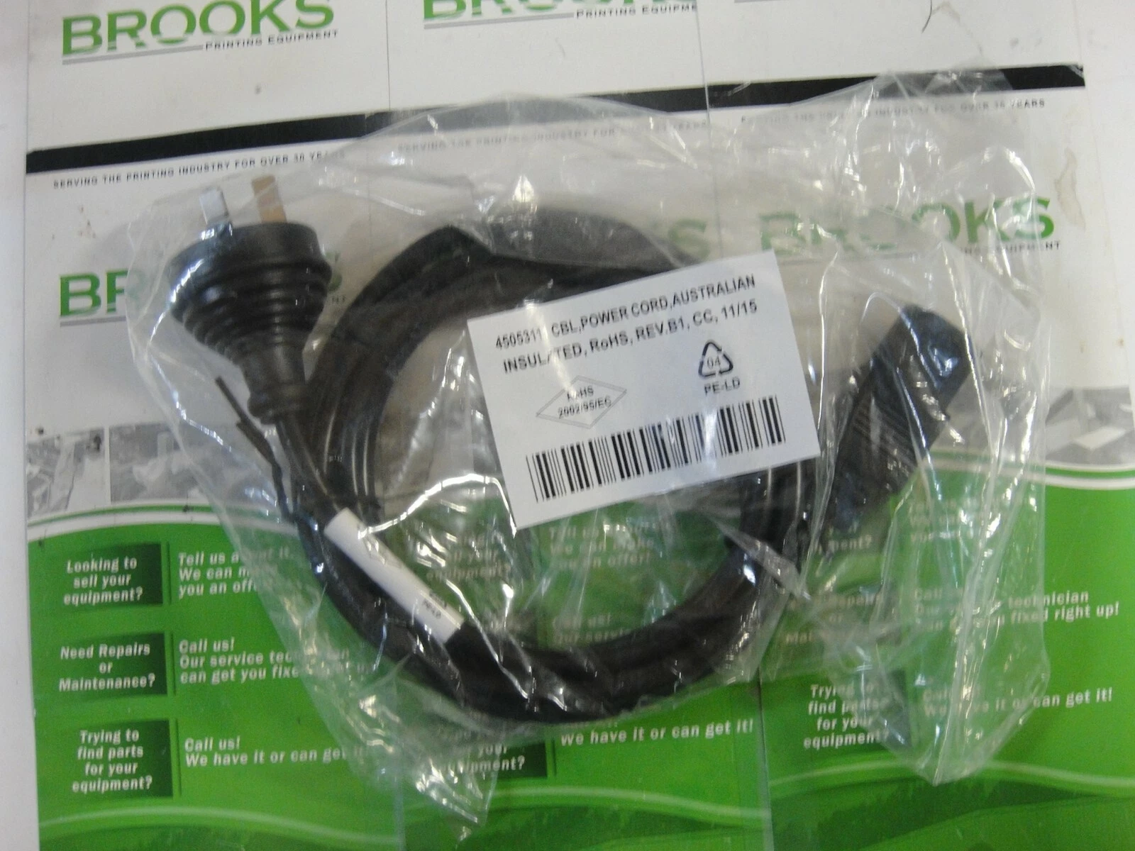 Used Insulated Power Cord, Australian, Part #45053111