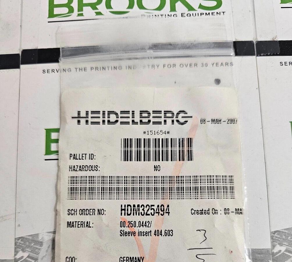 Used Heidelberg Sleeve Insert, Part #HDM325494