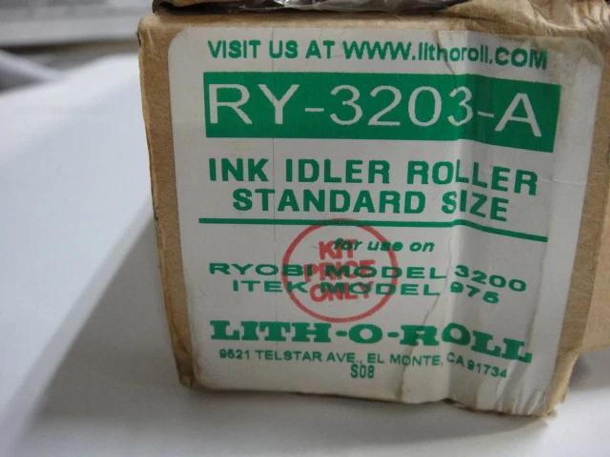 Used Ryobi 3200 or Itek 975 Ink Idler Roller, Part #RY-3203-A