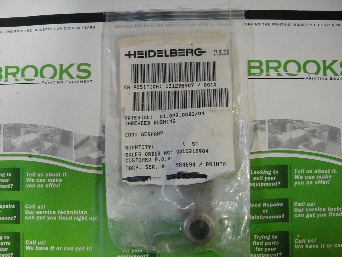 Heidelberg Threaded Bushing, Part #A1.022.002S/04