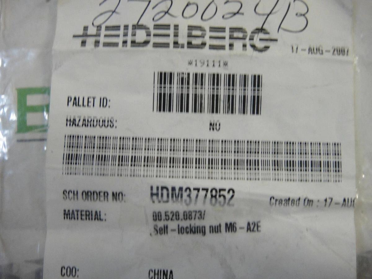 Heidelberg Self Locking Nut, Part #00.520.0873