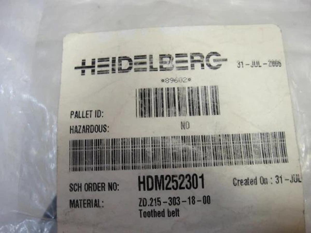 Used Heidelberg Toothed Belt, 34 1/2" L x 1/4" W, Part #HDM252301