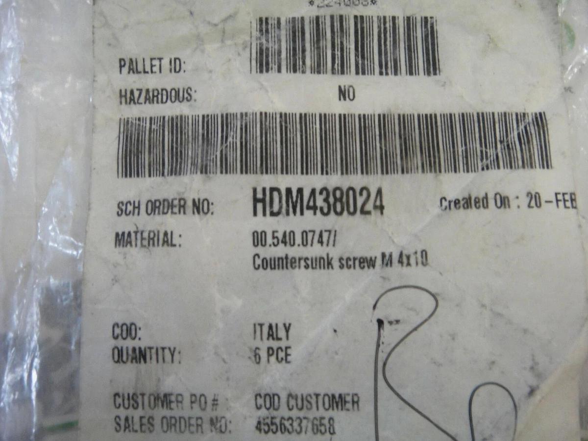 Heidelberg Counter Sunk Screw M 4 x 10 for Delivery, Part #HDM438024