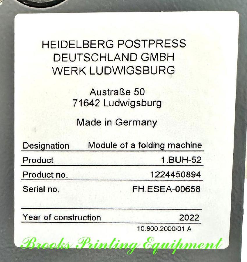 Used Heidelberg Stahl Folder BUH 52, 2022