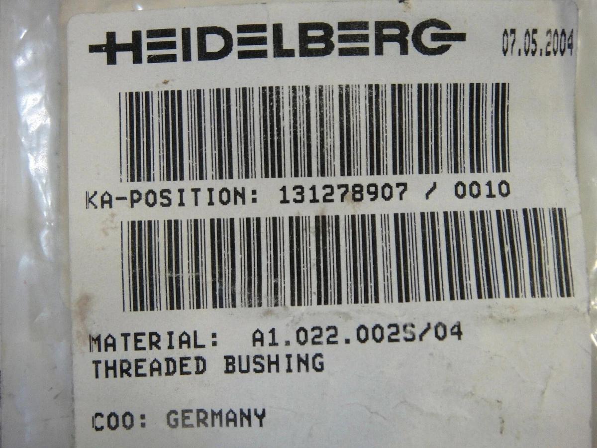 Heidelberg Threaded Bushing, Part #A1.022.002S/04