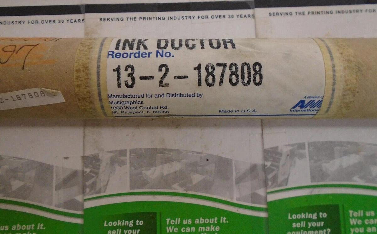 Multigraphics 1330, 1360, 1650, 1650XE Ink Ductor Roller, Part #13-2-187808