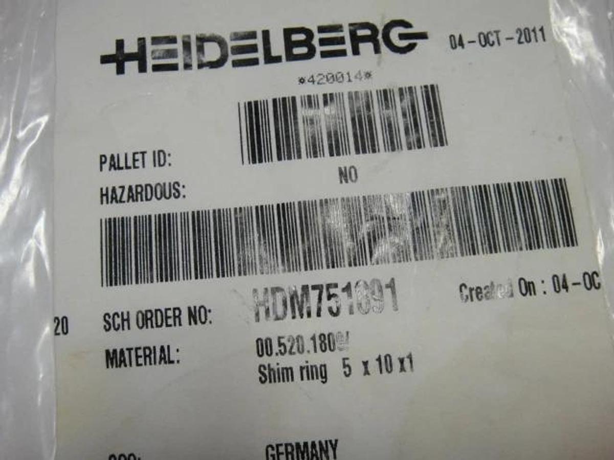 Used Heidelberg Shim Ring, Part #HDM751891