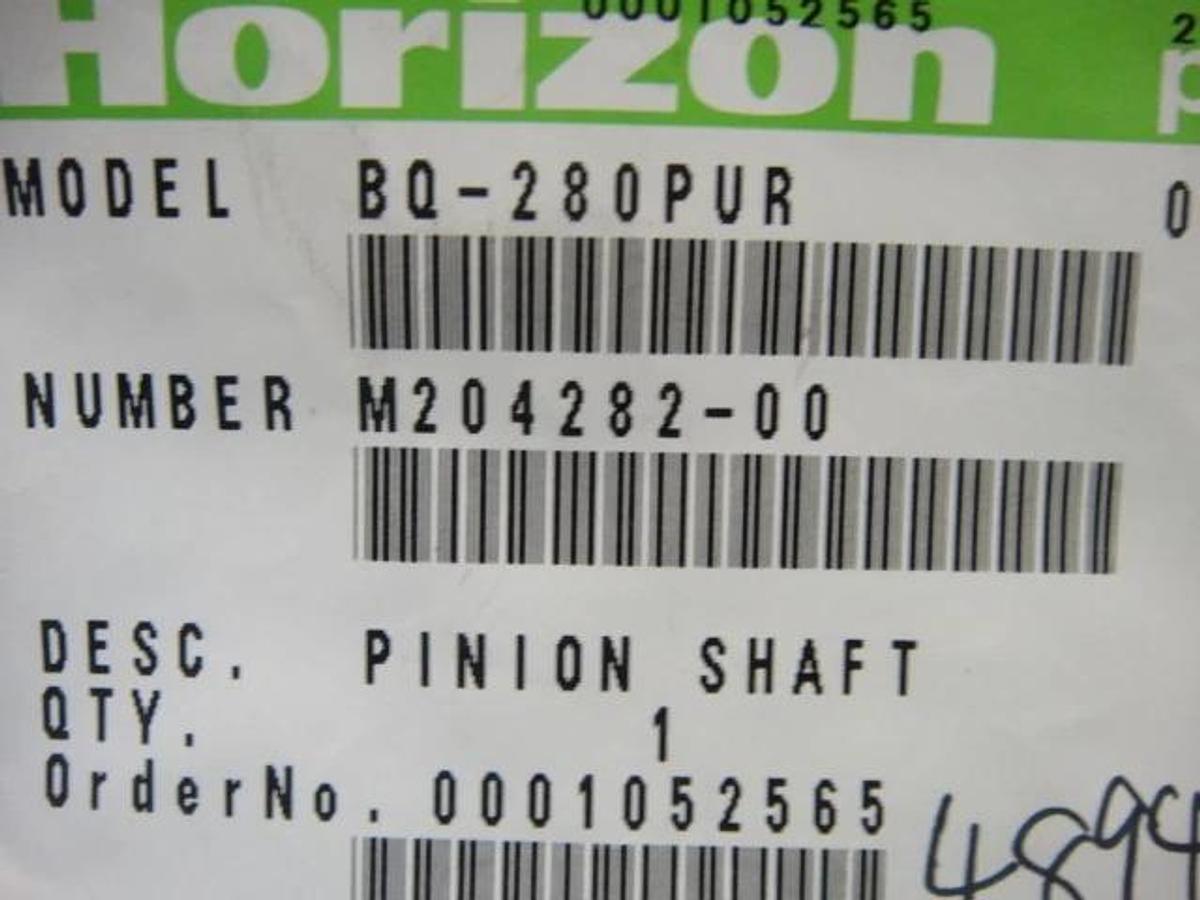 Used Horizon BQ 280 PUR Pinion Shaft, Part #M204282-00