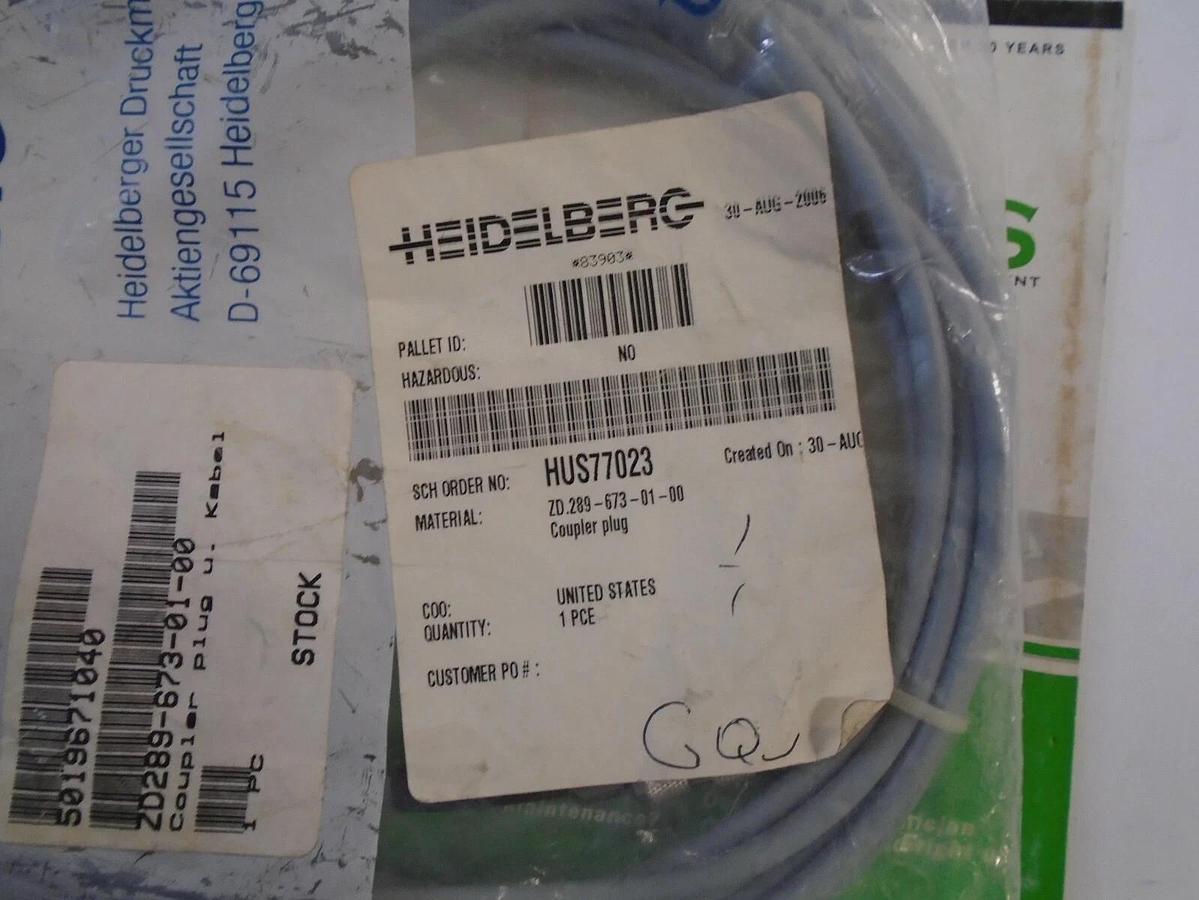Heidelberg Coupler Plug, Part #ZD.289-673-01-00
