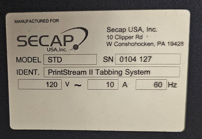 Used Secap STD PrintStream II Tabber, Video