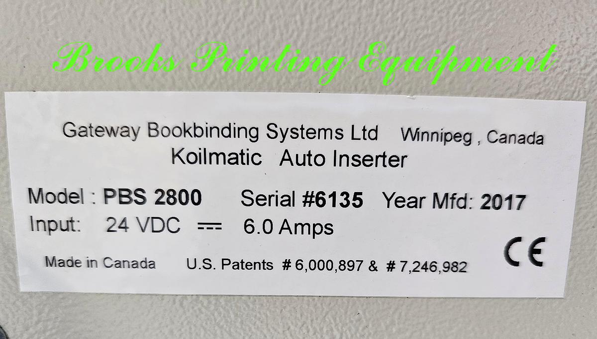 Used Gateway/PLASTIKOIL PBS 2800 Koilmatic Table-top Electric Automatic Coil Inserter / Crimper, 2017