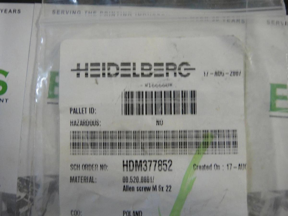 Heidelberg Allen Screw M 6 x 22, Part #00.520.0801