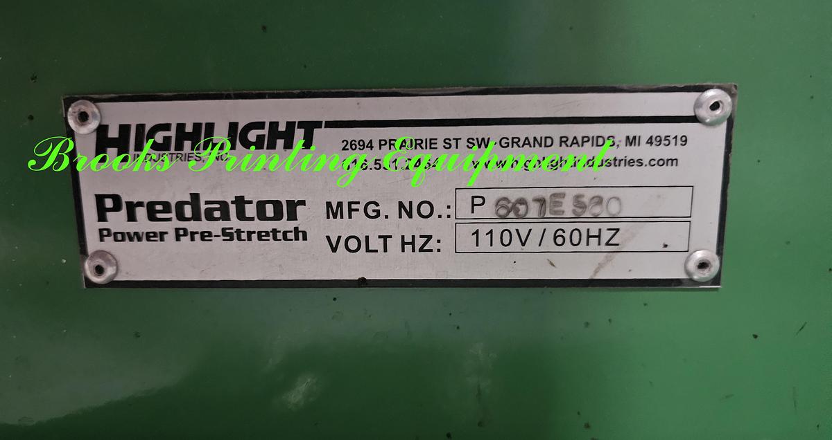 Used Highlight Predator SS Stretch Wrap Machine: Semi Auto Machine