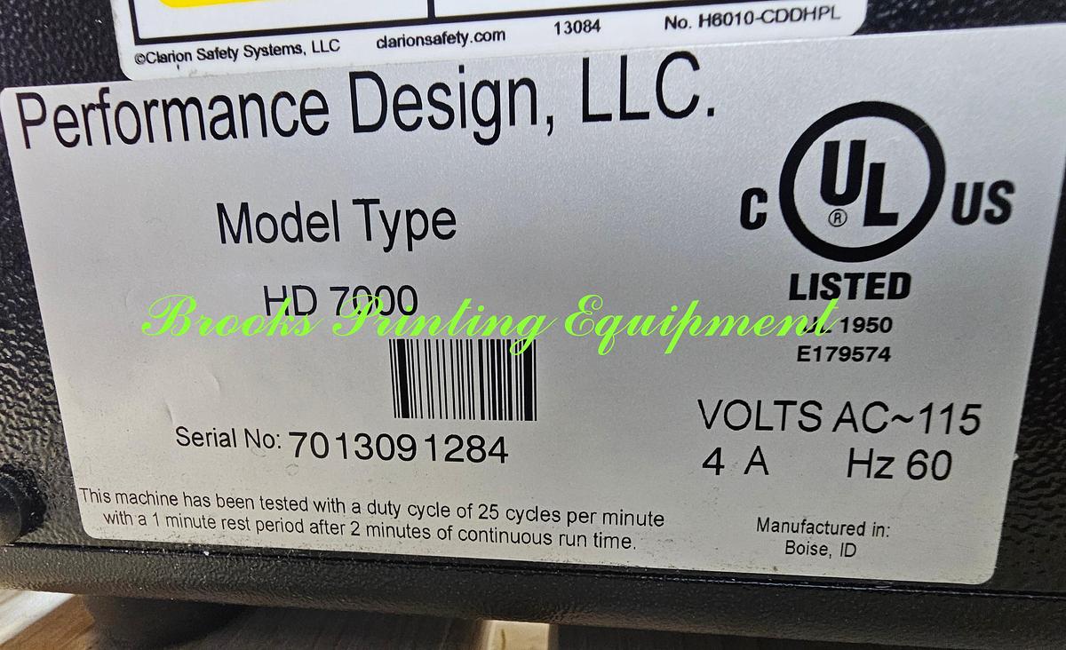 Used Performance Design HD7000 Heavy Duty Electric Punch